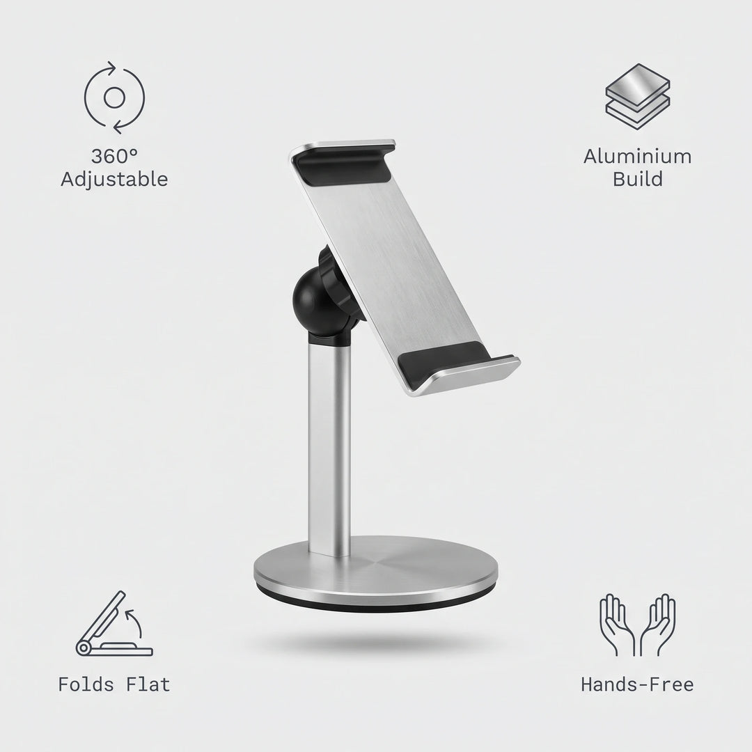 360° Panel Stand — weighted aluminium base with a ball joint