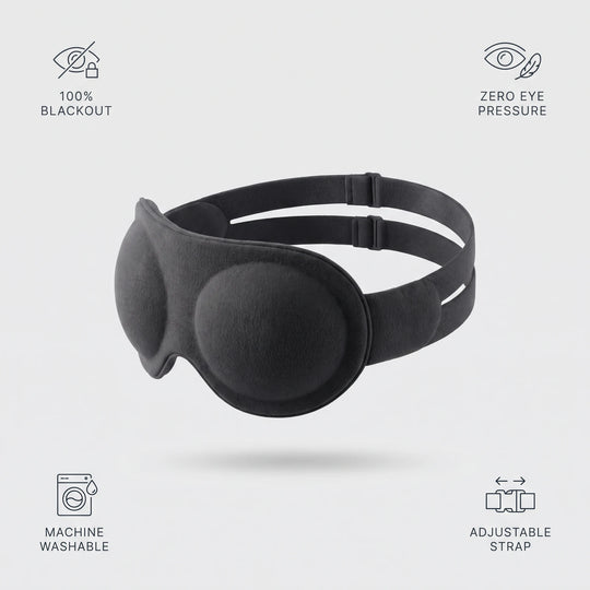 Blackout Sleep Mask — contoured eye cups, split strap